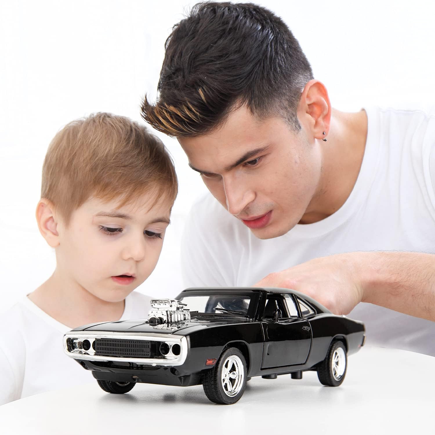 FEXXA 1:32 Scale Exclusive Alloy Metal Pull Back Die-cast Car Model with Sound Light Mini Auto Toy for Kids Metal Model Toy Car with Sound and Light? (Fast & Furious 7-Black) - Image 2