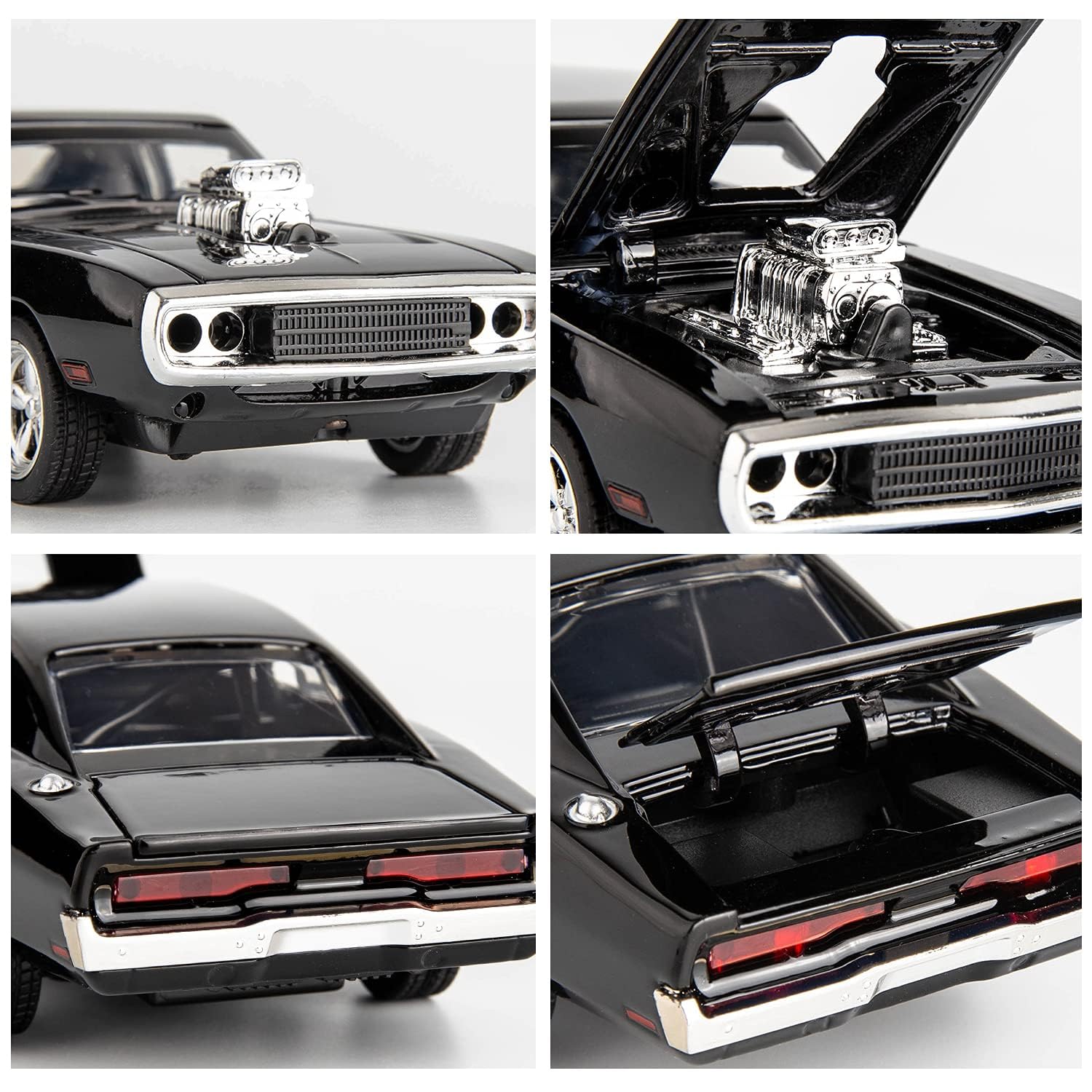 FEXXA 1:32 Scale Exclusive Alloy Metal Pull Back Die-cast Car Model with Sound Light Mini Auto Toy for Kids Metal Model Toy Car with Sound and Light? (Fast & Furious 7-Black) - Image 5