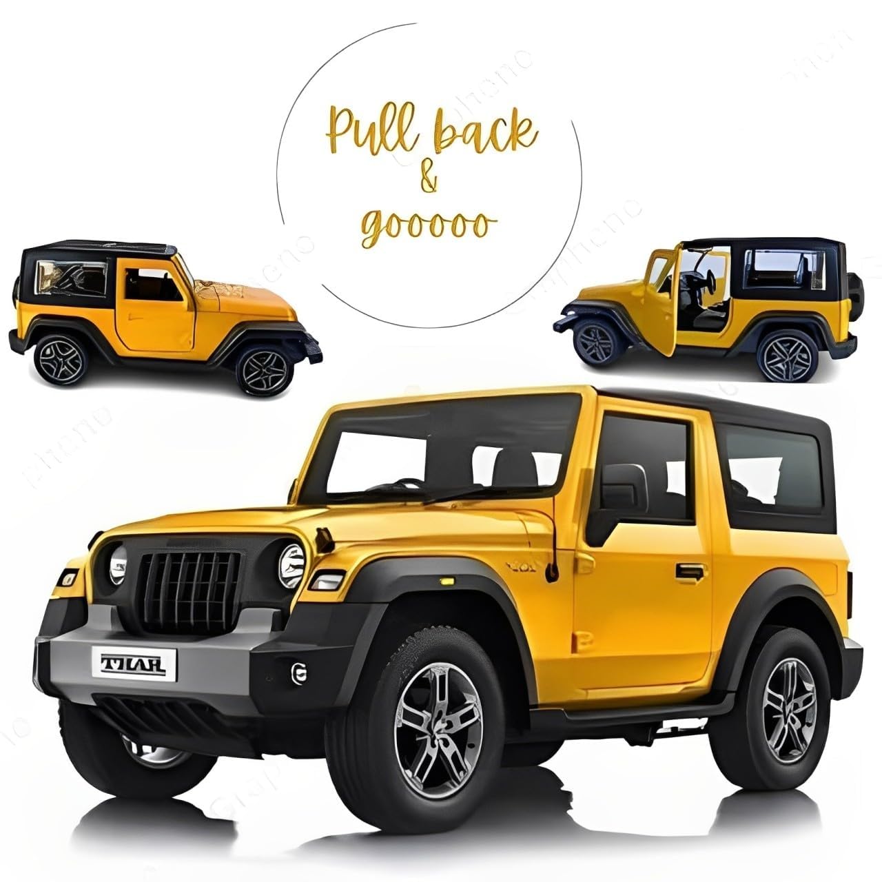 GRAPHENE 1:32 Scale DieCast Metal Toy Car Pull Back Action Openable Doors 4x4 Thar/Jeep Premium Car Toy Light Music for Kids Realistic Miniature Model Best Gift 2+yrs Girls Boys Random Colors - Image 3